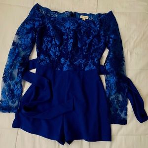 The Sang Lacy Blue Romper